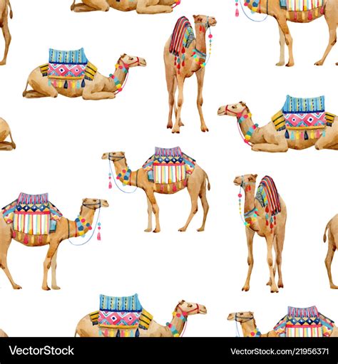 Watercolor camel pattern Royalty Free Vector Image