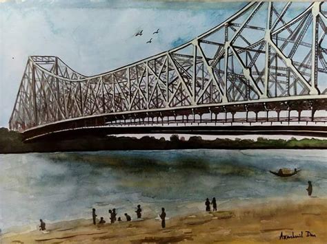 HOWRAH BRIDGE_KOLKATA MEDIUAM_WATER COLOR | Diy art painting, Abstract watercolor, Howrah