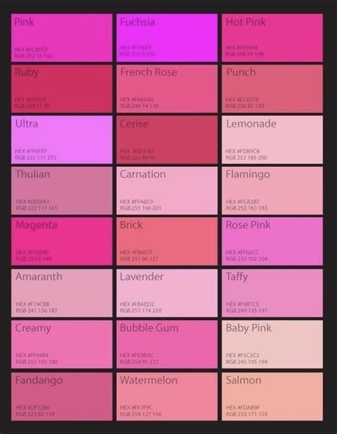 Shades Of Pink Color Palette With Hex Code - HARUNMUDAK