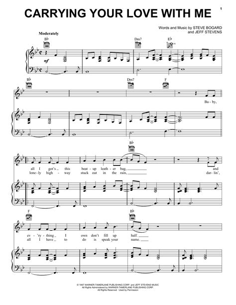 George Strait "Carrying Your Love With Me" Sheet Music Notes, Chords | Piano, Vocal & Guitar ...