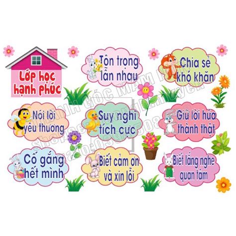 tranh decal mầm non nội quy lớp học hạnh phúc | Shopee Việt Nam