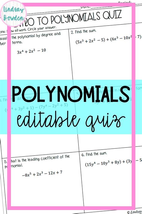 Polynomial Vocabulary Worksheet Answers