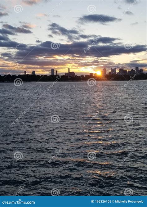 Boston Skyline Sunset stock image. Image of boston, sunset - 165326105