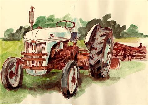 Old Tractor Drawing at GetDrawings | Free download