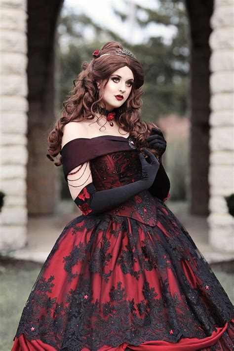 Gothic Belle Red/black lace Fantasy Gown Wedding Holiday | Etsy | Black ...