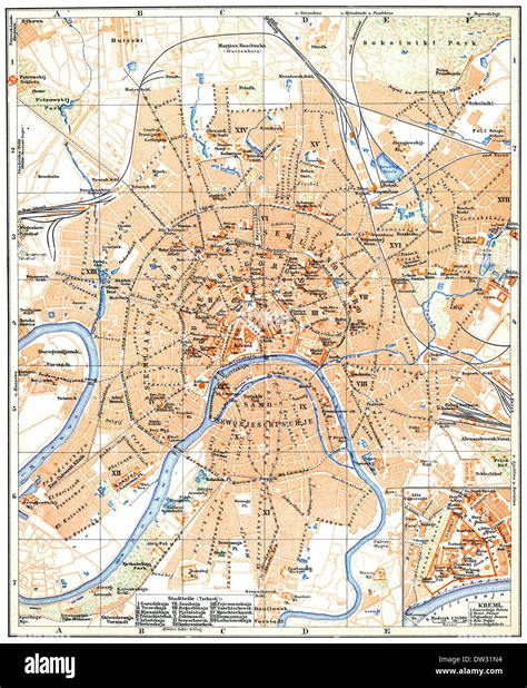 Historical map of Moscow, Russia, 1896 Stock Photo - Alamy