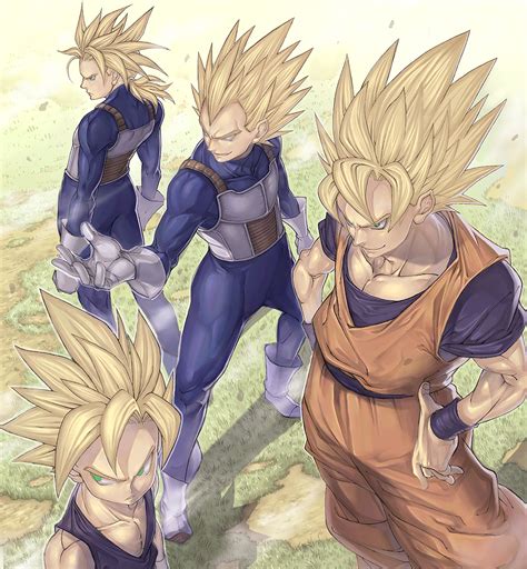 Super Saiyan Power: Goku, Vegeta, Trunks, and Gohan Unite!