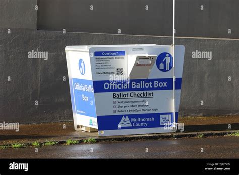 A Multnomah County Official Ballot Box, ballot drop box outside the ...