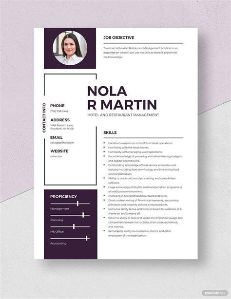 Hotel And Restaurant Management Resume in Word, Pages - Download ...