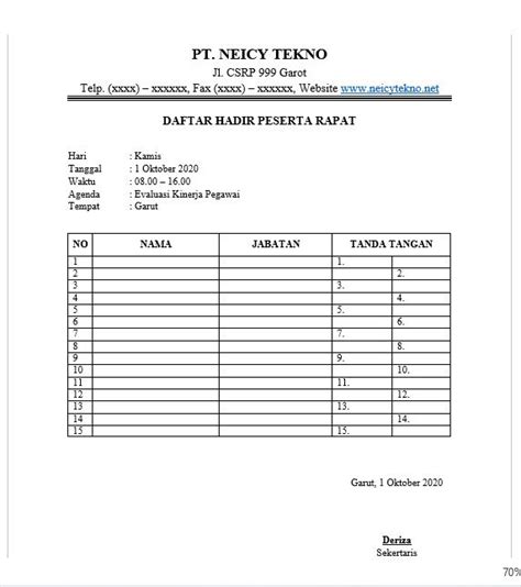 Contoh Daftar Hadir Dan Notulen Rapat - Delinewstv