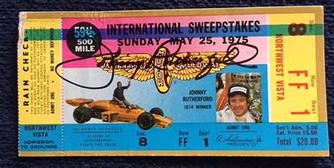 Johnny Rutherford (1974 Winner) Signed Indianapolis Indy 500 Ticket ...