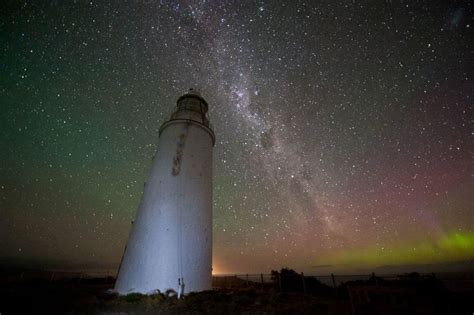 Bruny Island Tasmania. Cape Bruny Lighthouse at night with Bruny Island ...