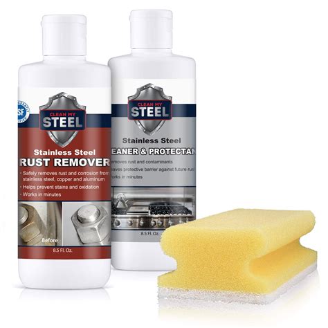 Stainless Steel Rust Remover, Cleaner, and Protector Kits Free Gloves and Sponge (8.5oz ...