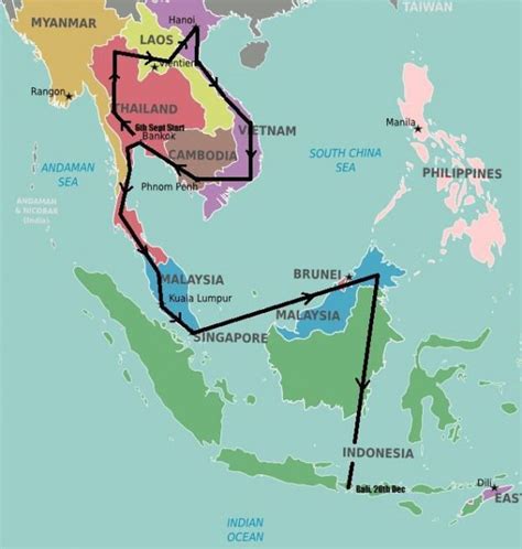 Southeast Asia backpacking route #AsiaTravelTips #asiadestinations # ...