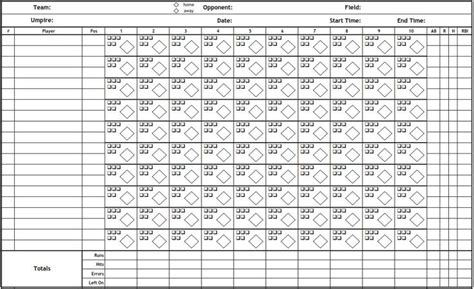 Printable PDF Baseball Scorecard Lineup Count Sheets | Printable Sports Brackets & Printables ...