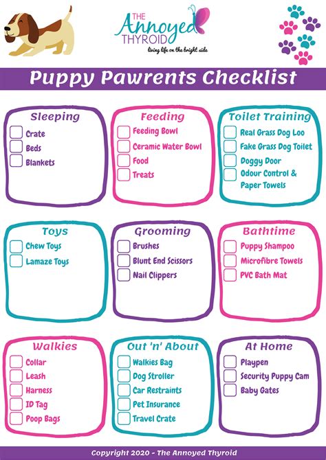 Printable Puppy Checklist