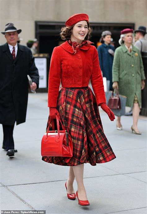 Rachel Brosnahan stuns in red shooting The Marvelous Mrs. Maisel | Vintage fashion, Vintage ...