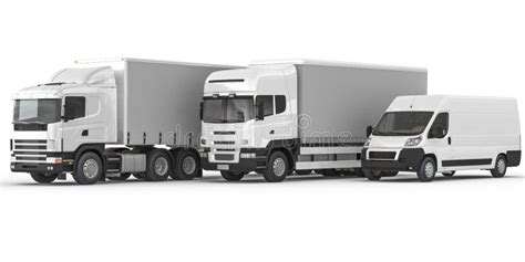 Different Types of Commercial Land Vehicles on White Background Stock Illustration ...