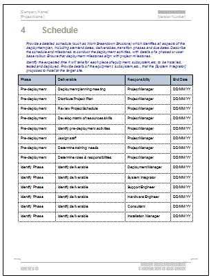 Deployment Plan Template (MS Word) – Templates, Forms, Checklists for MS Office and Apple iWork