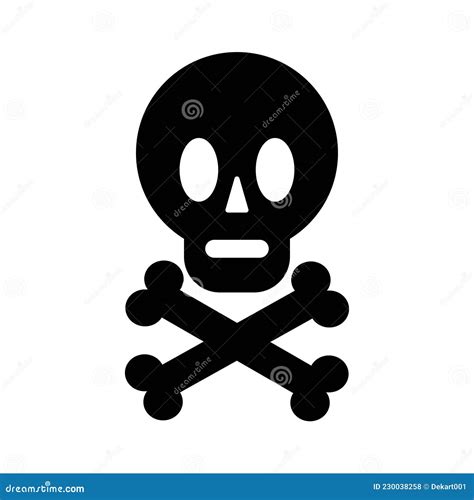 Hand Drawn Black Skull and Crossbones Silhouette Isolated on White ...