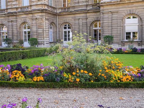 Flower Beds and Gravel Walk in Front of French Senate Building ...