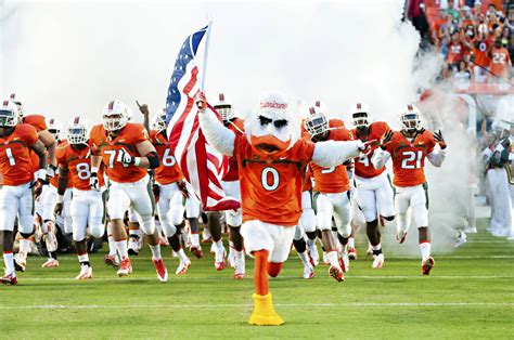 Download University Of Miami Hurricanes And Flag Wallpaper | Wallpapers.com