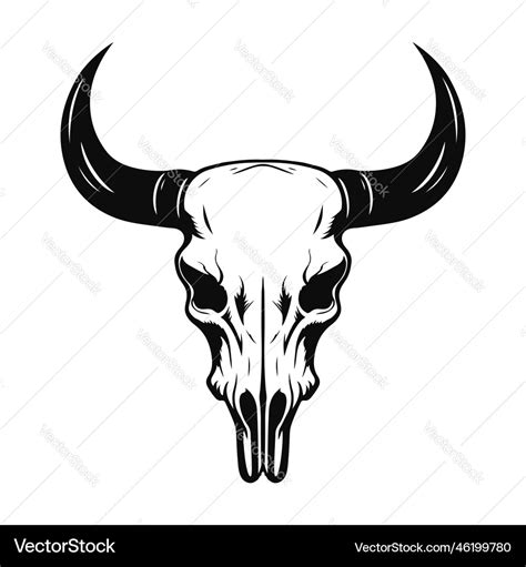 Cow skull black and white silhouette Royalty Free Vector