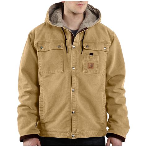 Men's Carhartt® Sandstone Hooded Multi - Pocket Jacket - 227110, Insulated Jackets & Coats at ...