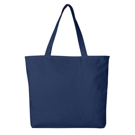 Heavy Duty Canvas Tote Bag with Zipper Closure | TG261 - Set of 6, Navy ...