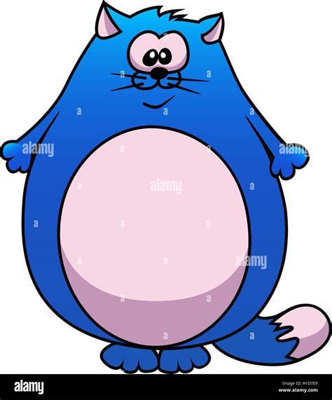 Blue Fat Cat Cartoon Clipart