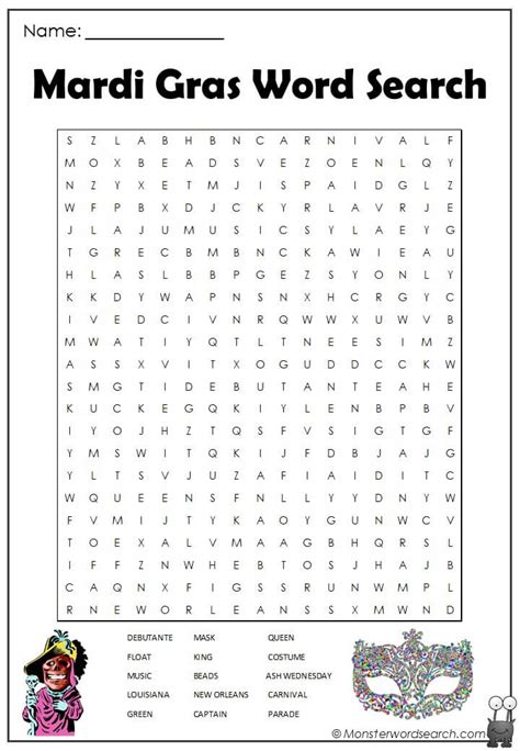 Mardi Gras Word Search