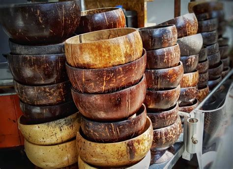 The coconut shell bowls. stock photo. Image of noodle - 113282300