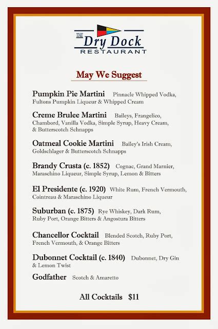 The Dry Dock Restaurant: Our Fall Drinks to Enjoy!