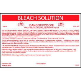 Signs | HazMat | HazMat Container Label - Bleach Solution | B66135 - GlobalIndustrial.com