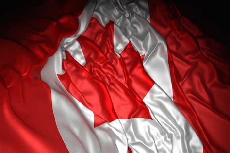 Premium Photo | Abstract 3d illustration of canada flag on wavy fabric in dark environment