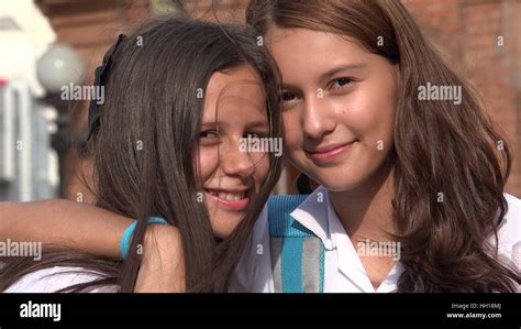 Teen Girl Friends Smiling Stock Photo - Alamy