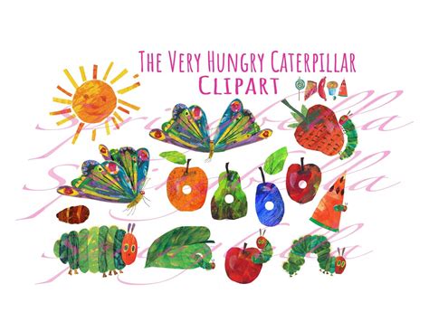 The Very Hungry Caterpillar Clipart PNG Transparent (Download Now) - Etsy