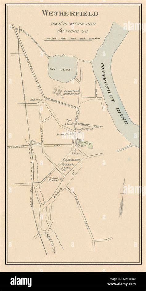 Map of Wethersfield. Wethersfield. 1893 Stock Photo - Alamy