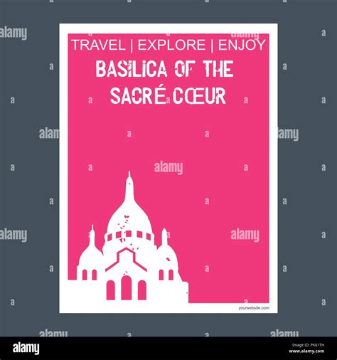 Basilica of the Sacre Coeur Paris, France monument landmark brochure Flat style and typography ...