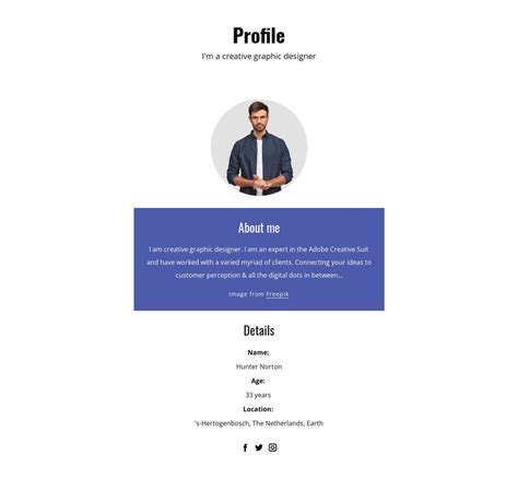 Graphic designer profile HTML Template