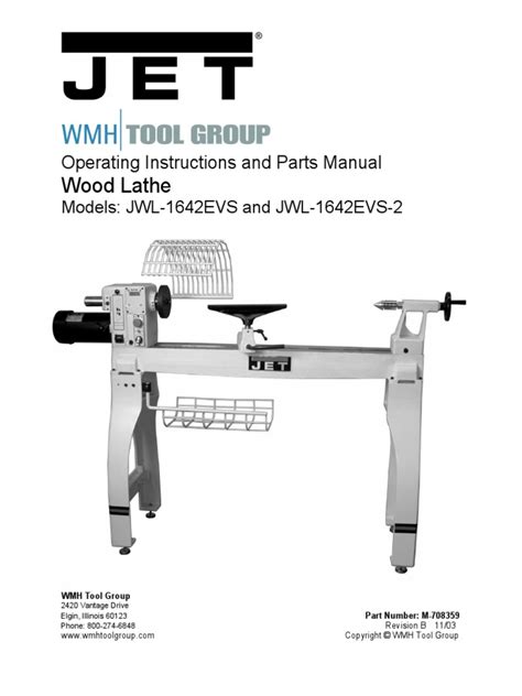 Jet Wood Lathe JWL-1642EVS Manual_708359 | Electrical Connector | Screw ...