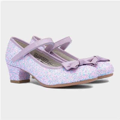 Lilley Sparkle Lacey Kids Lilac Glitter Heel-208039 | Shoe Zone