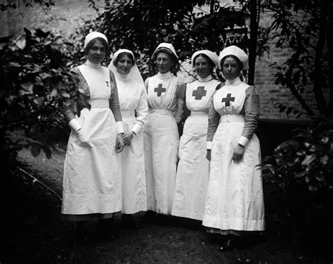 September 1915: A group of nurses at Hamworth Hall in the U.K., which was serving as a Red Cross ...