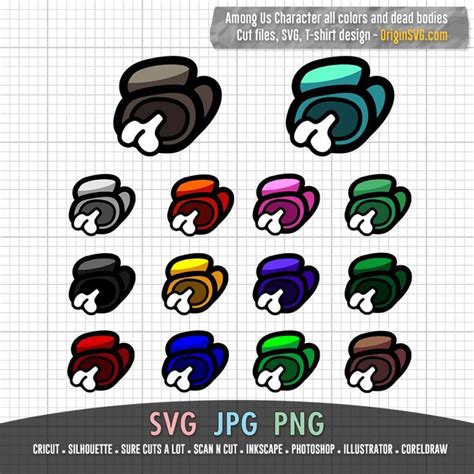 Among Us Character and Dead Body all Colors SVG – Origin SVG Art