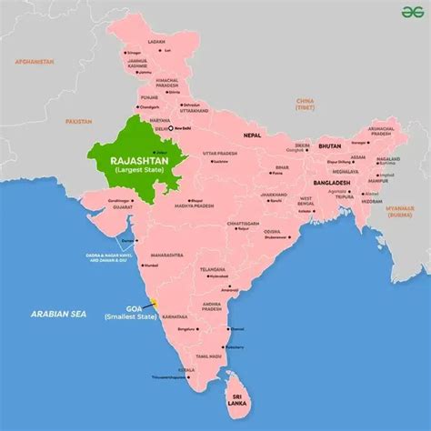 Largest and Smallest State in India by Population and Area