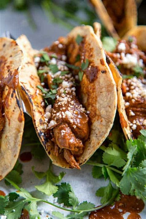 Slow Cooker Chicken Mole Tacos - The Stay At Home Chef