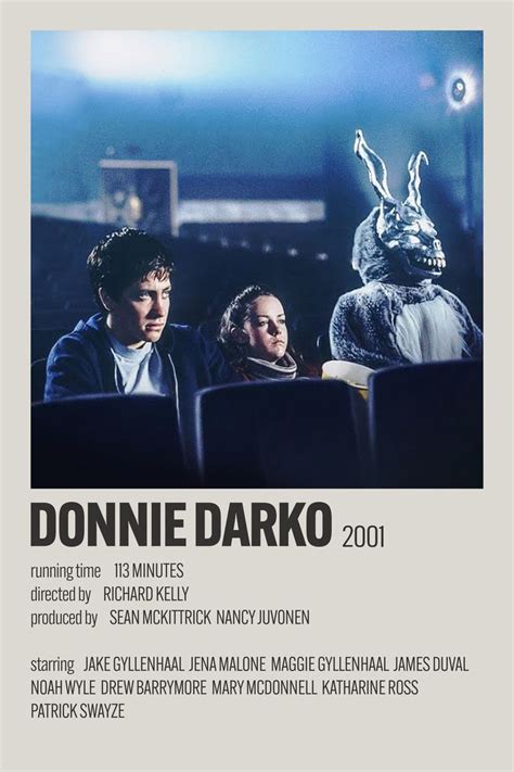 a movie poster for the film donnie darko with two people sitting in front of them