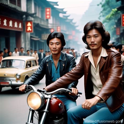 1960s Hippies Meet 1990s Chongqing Motorcycles | Stable Diffusion Online