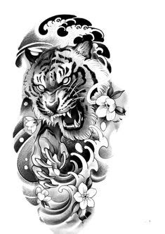 Japanese Tiger Tattoo Outline