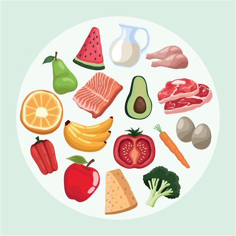 healthy food in circle 10438223 Vector Art at Vecteezy